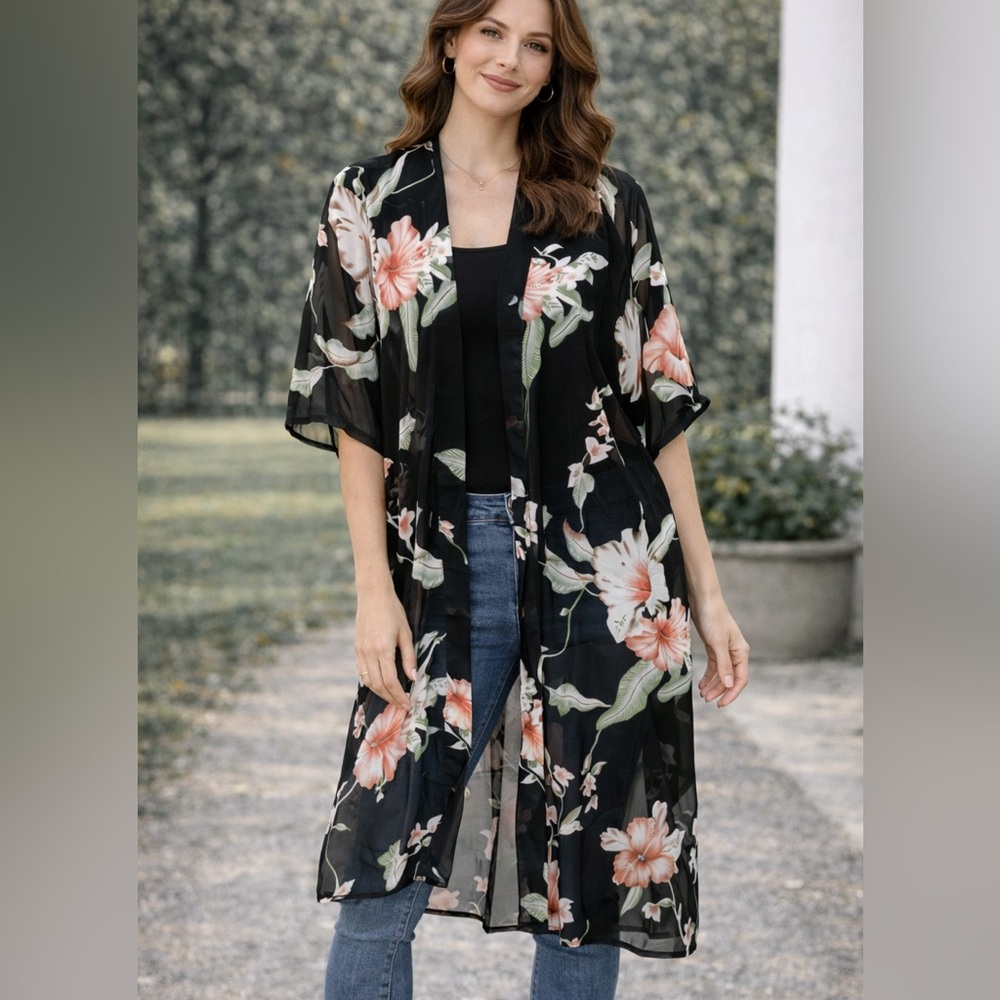 Sole Society Sheer Floral Kimono‎ OS